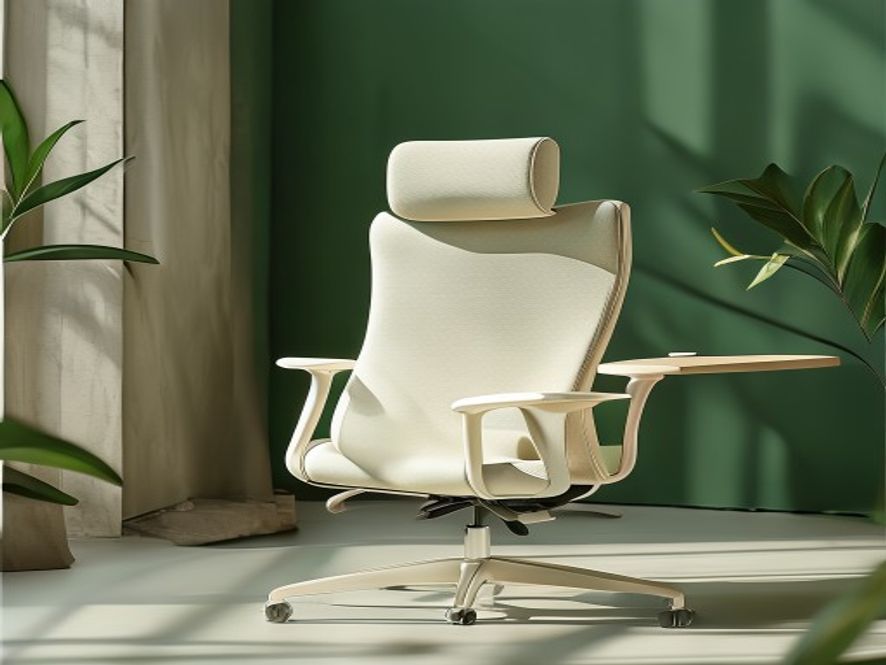 Ergonomic chair with lumbar support and proper adjustments highlighted